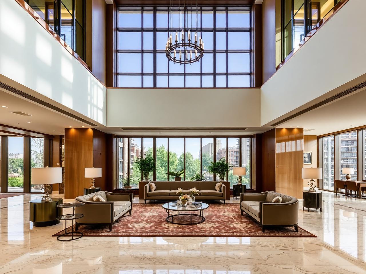 Grand clubhouse lobby in an AMR community