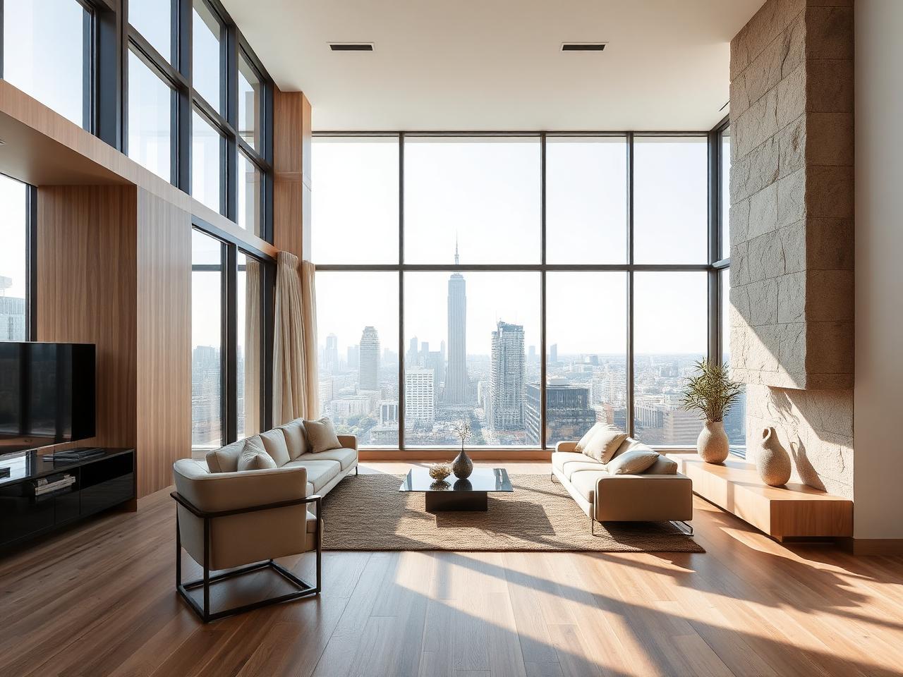 Sunlit living room in an AMR residence
